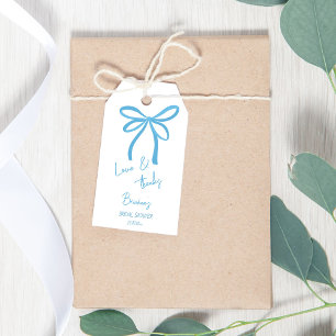 Étiquettes-cadeau Elle noue la faveur de l'arc en ruban bleu noeud
