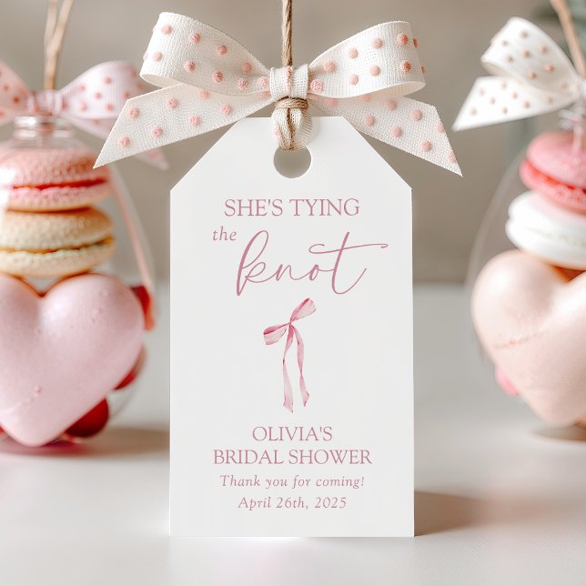Étiquettes-cadeau Elle Noue le Nœud Coquette Bow Enterrement de Vie  (Créateur téléchargé)