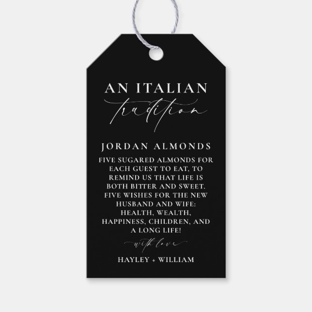 Étiquettes-cadeau Ellesmere Noir Tradition Italienne Amandes Sugares (Devant)