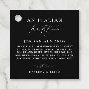 Étiquettes Cadeau Ellesmere Noir Tradition Italienne Amandes Sugares
