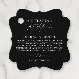 Étiquettes Cadeau Ellesmere Noir Tradition Italienne Amandes Sugares