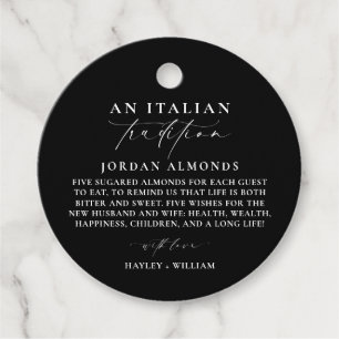 Étiquettes Cadeau Ellesmere Noir Tradition Italienne Amandes Sugares