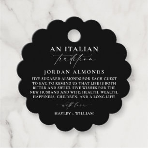 Étiquettes Cadeau Ellesmere Noir Tradition Italienne Amandes Sugares