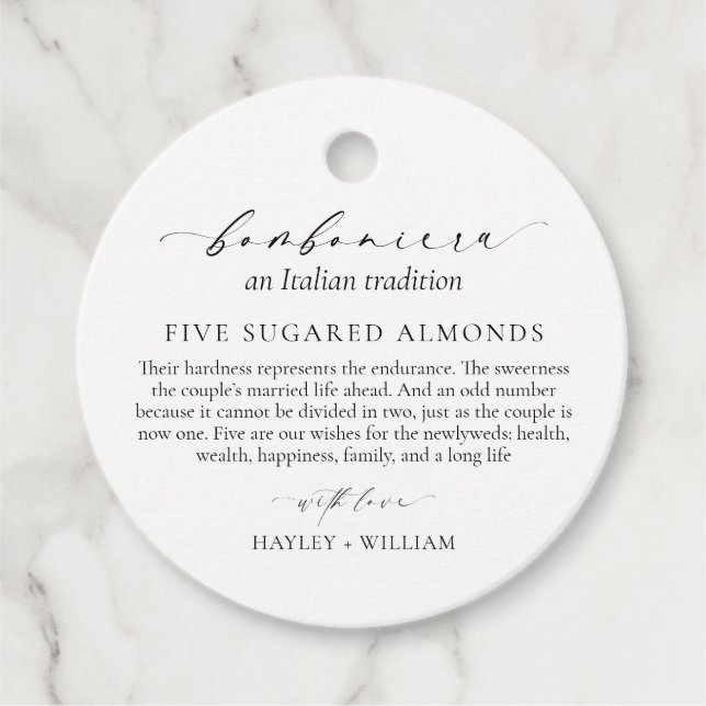 Étiquettes Cadeau Ellesmere Une Tradition Italienne 5 Amandes De Suc (Devant)