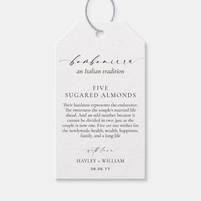 Étiquettes-cadeau Ellesmere Une Tradition Italienne 5 Amandes De Suc (Devant)