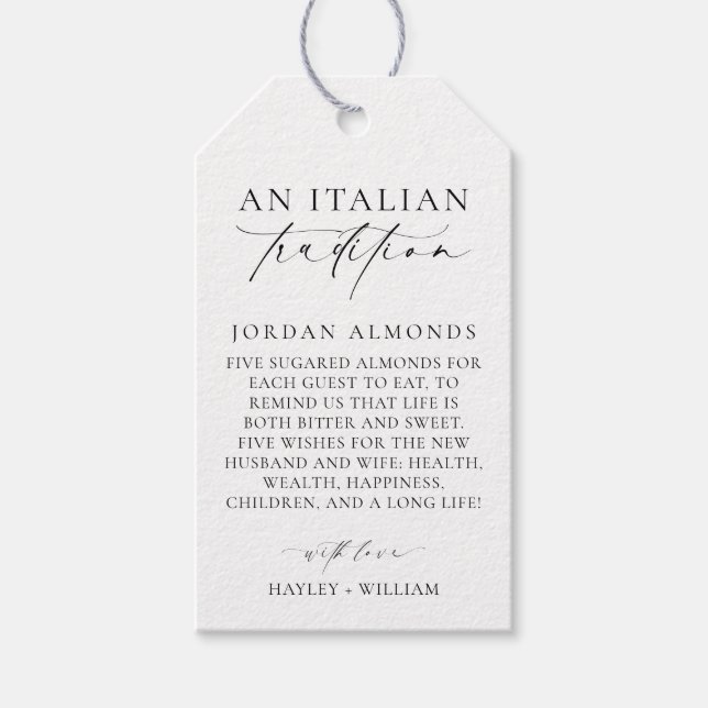 Étiquettes-cadeau Ellesmere Une Tradition Italienne Des Amandes Suga (Devant)