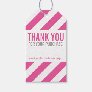 Étiquettes-cadeau EMBALLAGE D'ENTREPRISE MERCI gras rose rayé