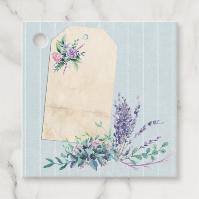 Étiquettes Cadeau Embellisement du scrapbook de collage floral rayé (Devant)
