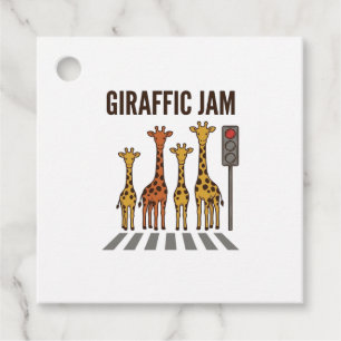 Étiquettes Cadeau Embouteillage giraffic Drôle de girafe traversant