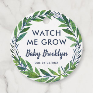 Étiquettes Cadeau Emerald Greenery Watch Me Grow Baby shower