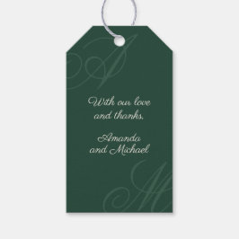 Étiquettes-cadeau Emerald Modern Edge Élégant Mariage Monogramme
