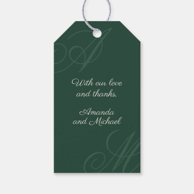 Étiquettes-cadeau Emerald Modern Edge Élégant Mariage Monogramme (Devant)