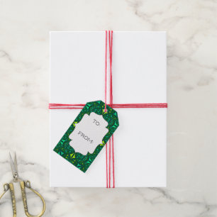 Étiquettes-cadeau Émeraude Green Boho Motif