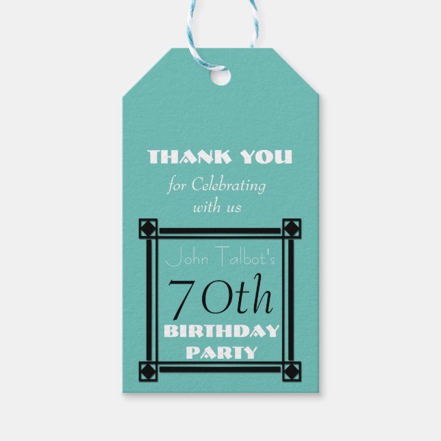 Étiquettes-cadeau Émeraude Rétro 70e anniversaire Cadeau personnalis (Devant)