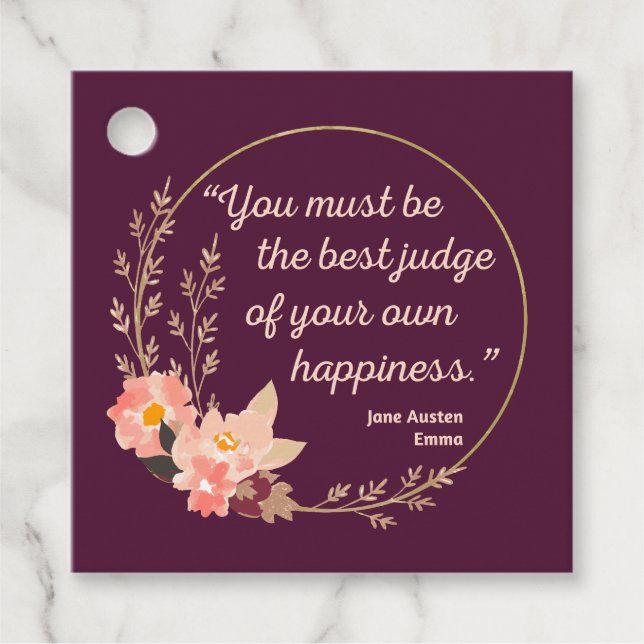 Étiquettes Cadeau Emma By Jane Austen Citation I - Style mignon (Devant)