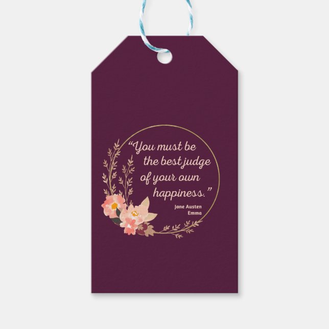 Étiquettes-cadeau Emma De Jane Austen Citation I - Style Cute (Devant)