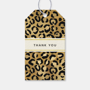 Étiquettes-cadeau Empreinte de léopard sauvage et exotique Merci Mot
