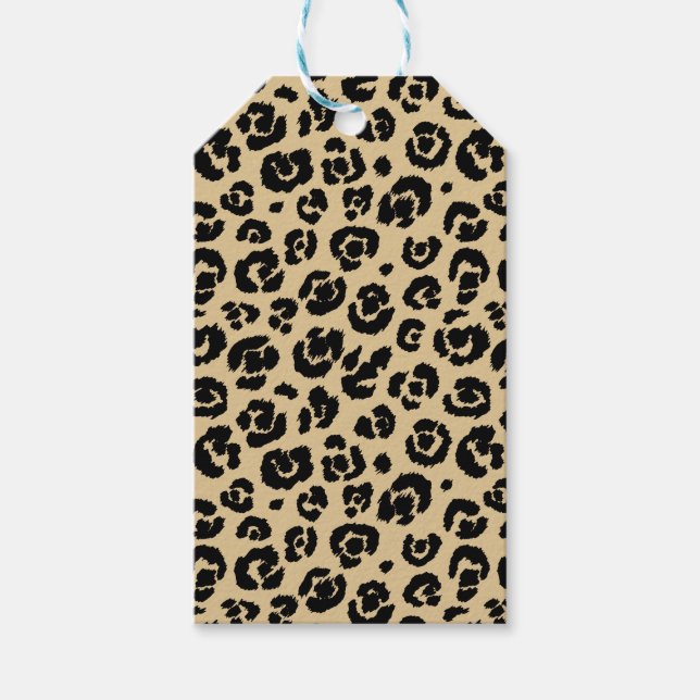 Étiquettes-cadeau Empreinte de léopard Tan Beige Noir (Devant)