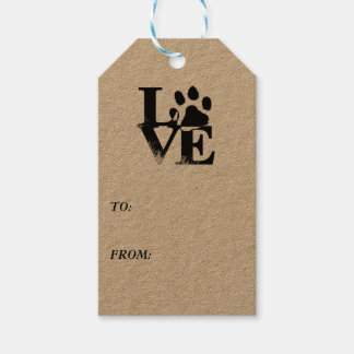 Étiquettes-cadeau Empreinte de patte dans LOVE