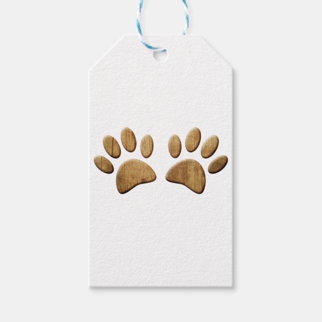 Étiquettes-cadeau Empreinte de patte de chien de bois (Devant)
