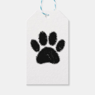 Étiquettes-cadeau Empreinte de patte De Chien Rough Et Distressed