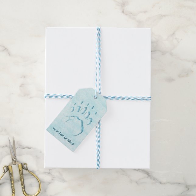 Étiquettes-cadeau Empreinte de patte d'ours polaire (Avec de laficelle)