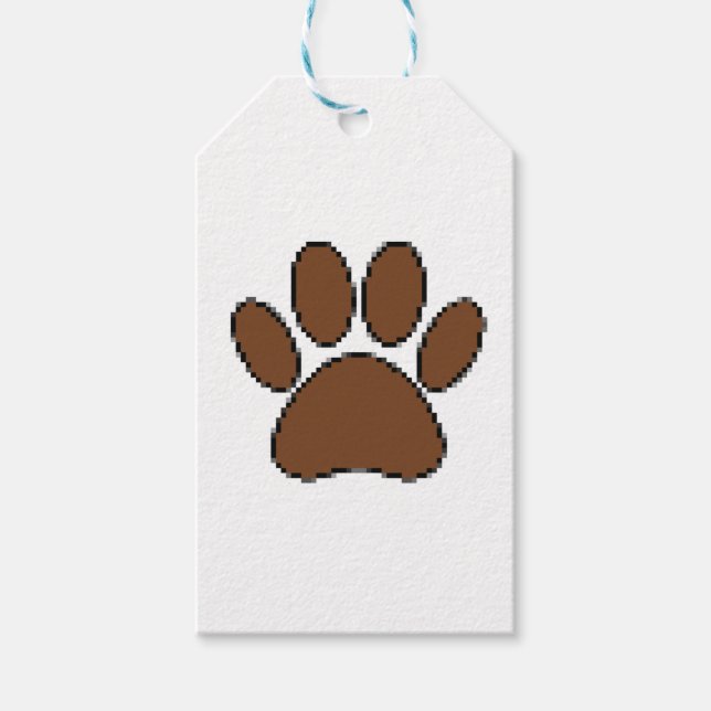 Étiquettes-cadeau Empreinte de patte Pixel Dog (Devant)