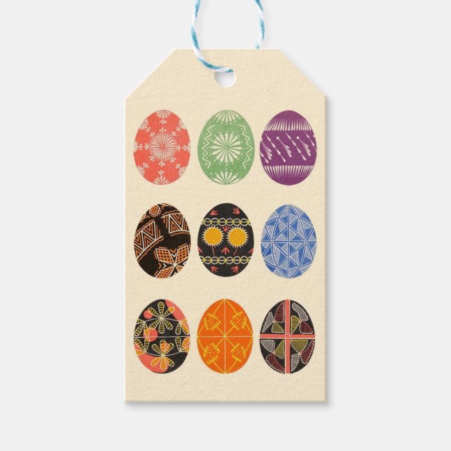 Étiquettes-cadeau empreinte d'oeufs pysanky (Devant)