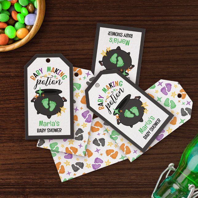 Étiquettes-cadeau Empreinte Verte Sorcière Cauldron Baby Fabriquant  (Créateur téléchargé)
