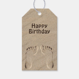 Étiquettes-cadeau Empreintes Dans Le Sable Anniversaire
