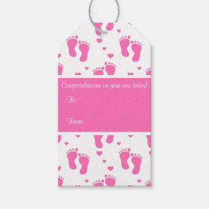 Étiquettes-cadeau Empreintes de pas roses de bébé