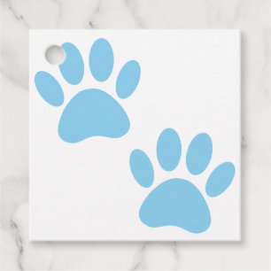 Étiquettes Cadeau Empreintes de pattes de chiot bleu bébé