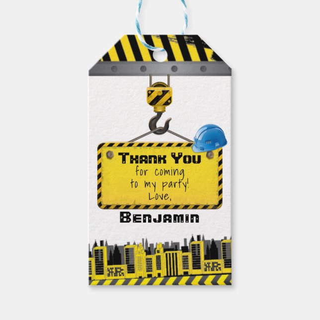 Étiquettes-cadeau En construction Anniversaire Merci (Devant)