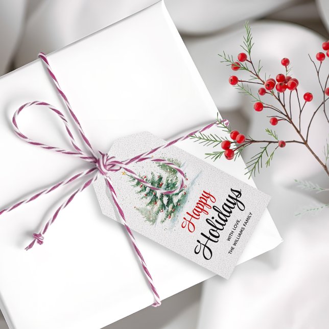 Étiquettes-cadeau En plein air sapin de Noël Joyeuses fêtes (Créateur téléchargé)