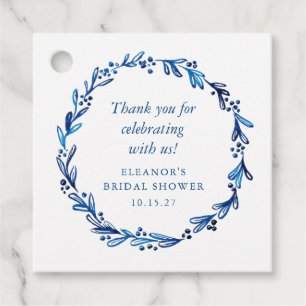 Étiquettes Cadeau Encre Bleue Indigo Personnalisée Fête de Mariage B