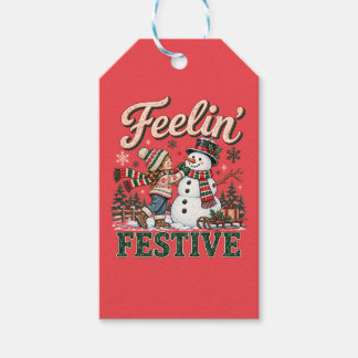 Étiquettes-cadeau Enfant qui sent Noël Festif Bonhomme de Neige