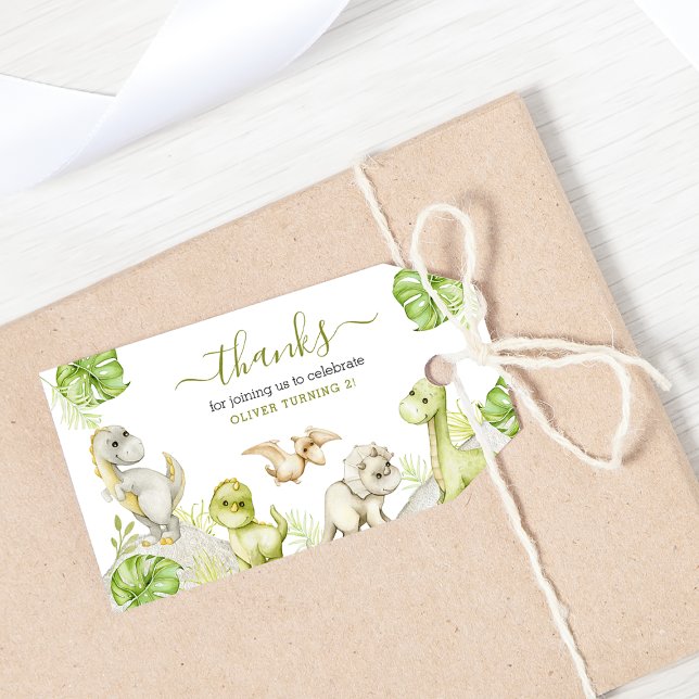 Étiquettes-cadeau Enfants Aquarelle Dinosaur fête d'anniversaire (Créateur téléchargé)