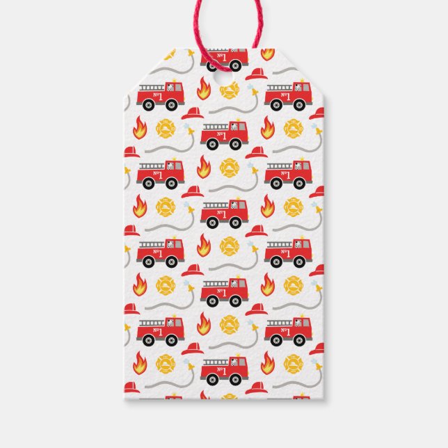 Étiquettes-cadeau Enfants de camion-feu (Devant)