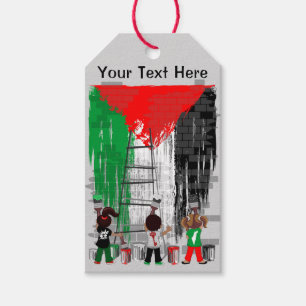 Étiquettes-cadeau Enfants de Gaza peignant le drapeau de la Palestin