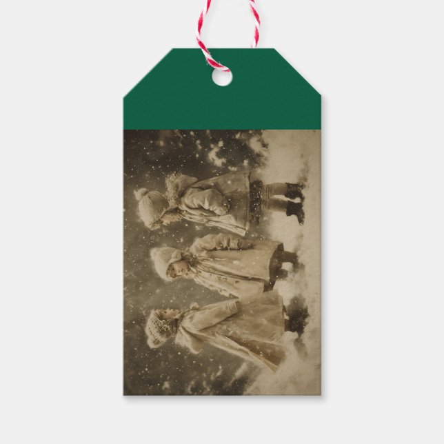 Étiquettes-cadeau Enfants en hiver (Devant)