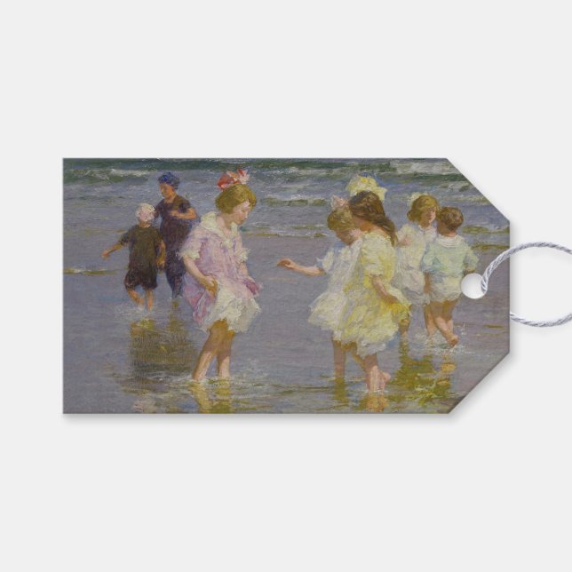 Étiquettes-cadeau Enfants marchant sur la plage (par E.H. Potthast) (Devant (Horizontal))