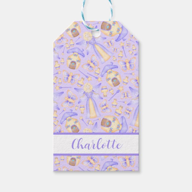 Étiquettes-cadeau Enfants mignonnes Violet Fairy Anniversaire (Devant)