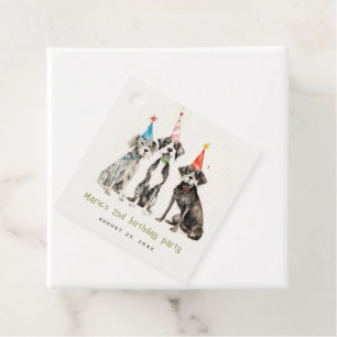 Étiquettes Cadeau Enfants mignons Aquarelle Chien mou Fête d'anniver