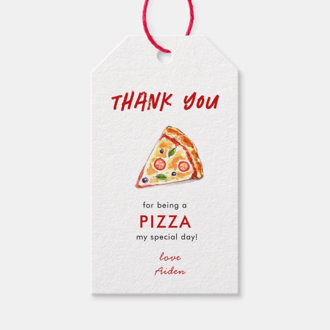 Étiquettes-cadeau Enfants PIZZA Merci fête d'anniversaire (Devant)