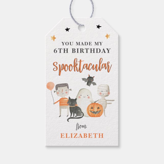Étiquettes-cadeau Enfants Spooktacular Halloween fête d'anniversaire (Devant)