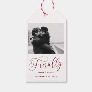 Étiquettes-cadeau Enfin photo minimaliste Mariage Enregistrer la dat