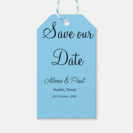 Étiquettes-cadeau Enregistrer notre date QR noir blanc nom de la pho