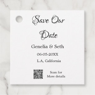 Étiquettes Cadeau Enregistrez la date code QR simple minimal détails