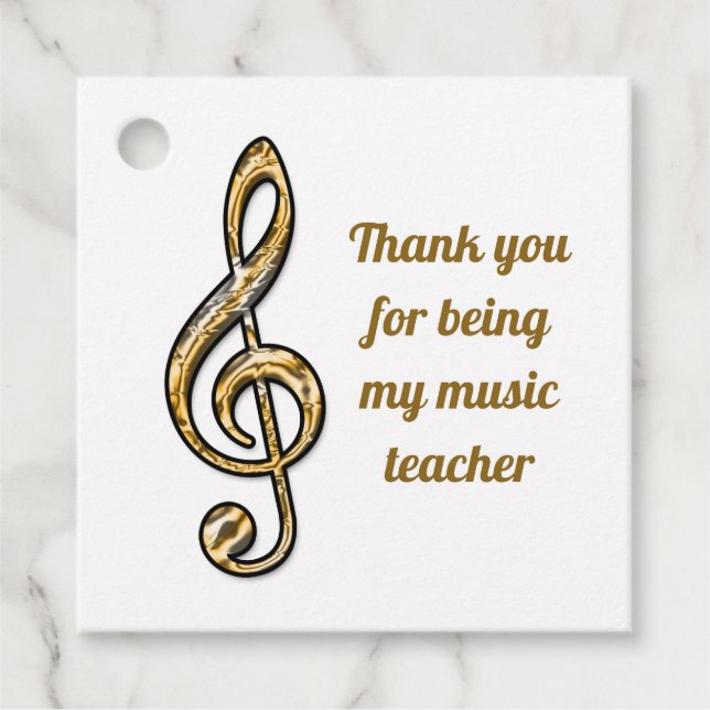 Étiquettes Cadeau Enseignant de musique Merci Gold Silver Appréciati (Devant)