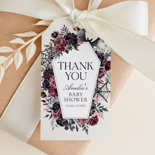 Étiquettes-cadeau Enterrement floral Halloween Baby Shower (Créateur téléchargé)